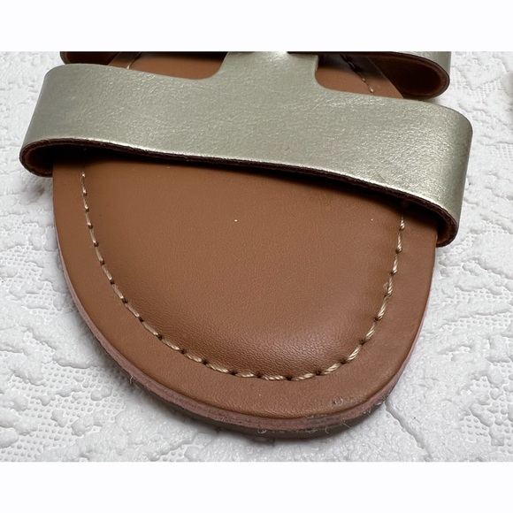 J. Crew Beachside Metallic Gold Slide Sandal Flat Slip-On Summer Shoes Women's 7 - Picture 6 of 6